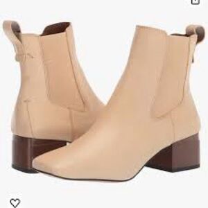 Franco Sarto Leather Heeled Ankle Boots Booties Cream Tan Size 10